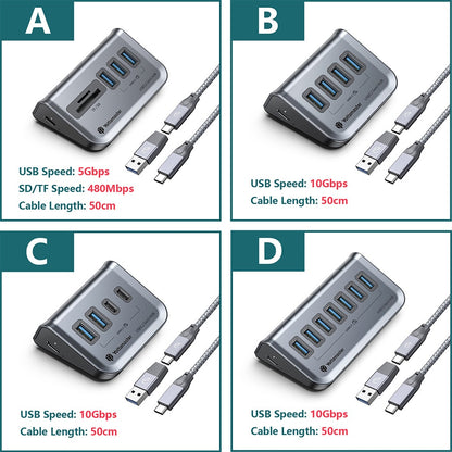 Multiple USB A Type C Hub 4/7 Slot